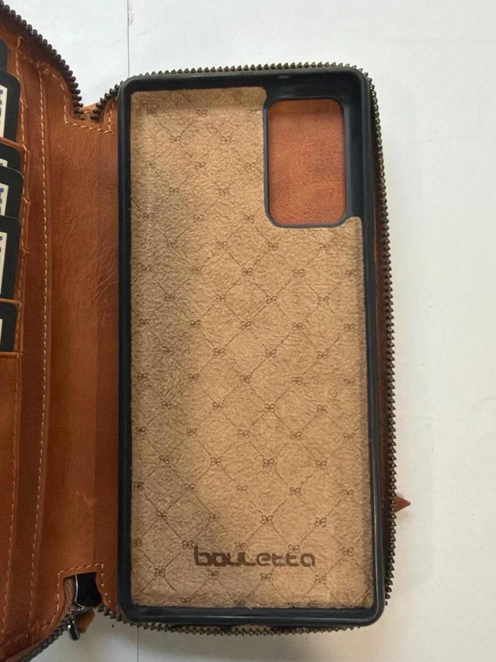 Bouletta Leather Zipper Wallet Phone Case Galaxy Note 20 Tan